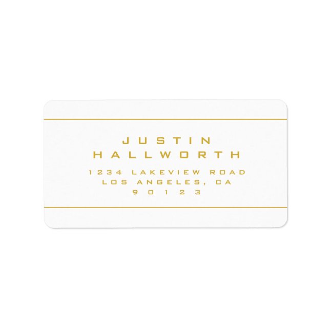 Unique Looking Gold & White Return Address Label (Front)