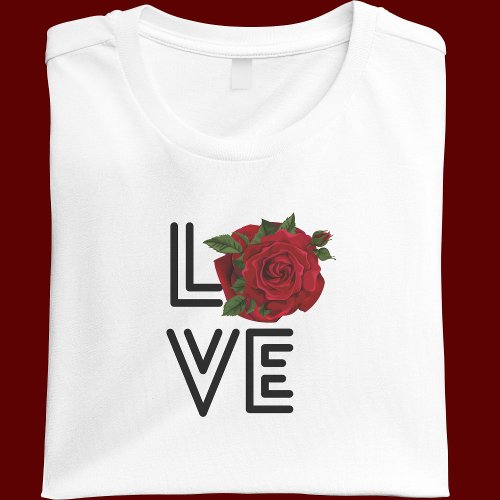 Unique LOVE Red Rose Romantic  T_Shirt