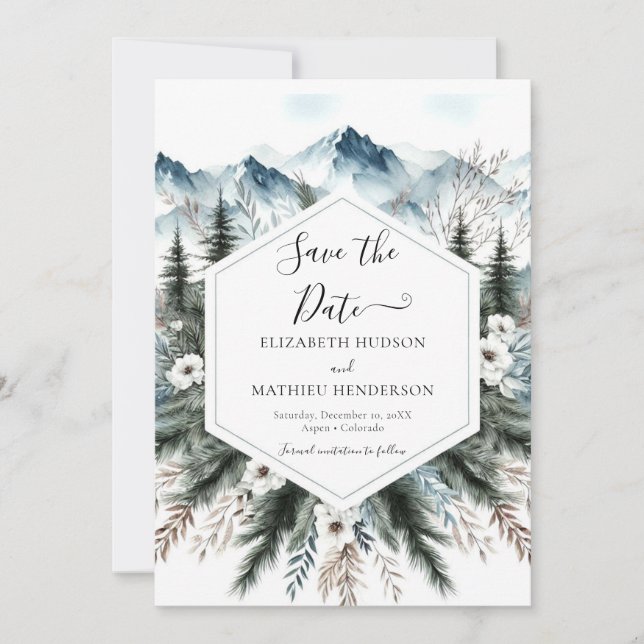  Unique Lovely Mountain Wedding Save The Date (Front)