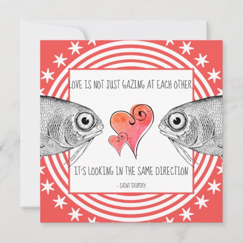 Unique Lovers Gaze Saint Exupery Quote Valentine Holiday Card
