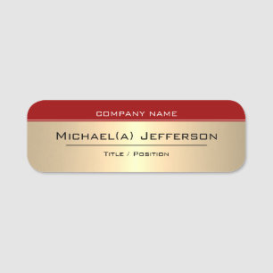 Unique Luxury Gold Metallic Elegant Classy Red Name Tag