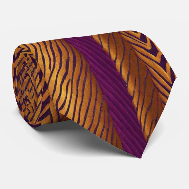 Unique Luxury Gold Purple Neck Tie (Rolled)