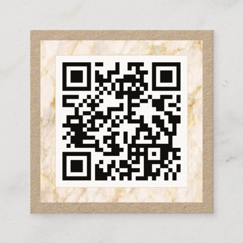 Unique Luxury QR Code Blush Pink Marble Kraft Eco Square Business Card