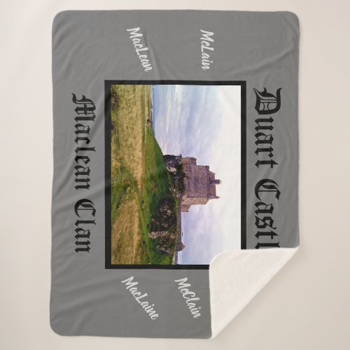 Unique MacLean McLain Clan Duart Castle Gray Sherpa Blanket