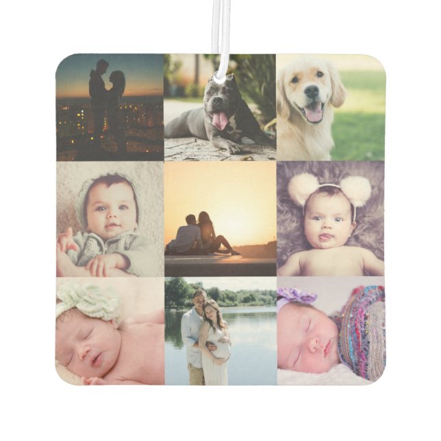 Unique made by you 9 Photo Collage Personalized Air Freshener (Back)