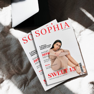 Unique magazine cover photo quinceanera invitation
