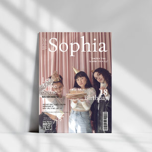 Unique Magazine cover qr code 18th Birthday Invitation