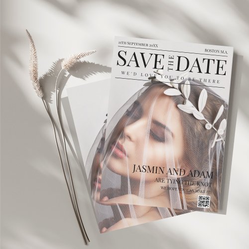 Unique Magazine Style Editorial Photo Wedding Save The Date