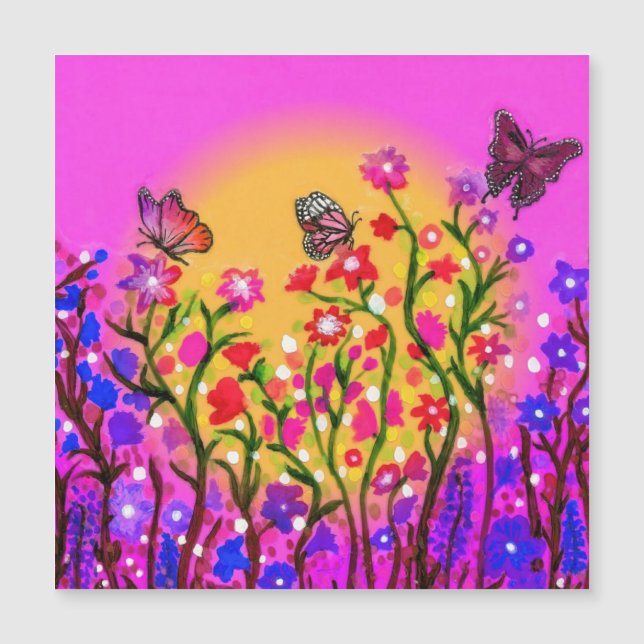 Unique magnet with beautiful wildflowers (Front)