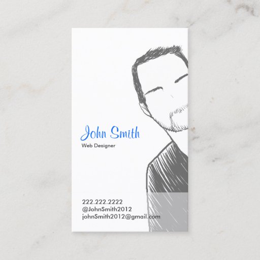 Customizable Simple Male short hair Portrait Profile Card Business Card Template