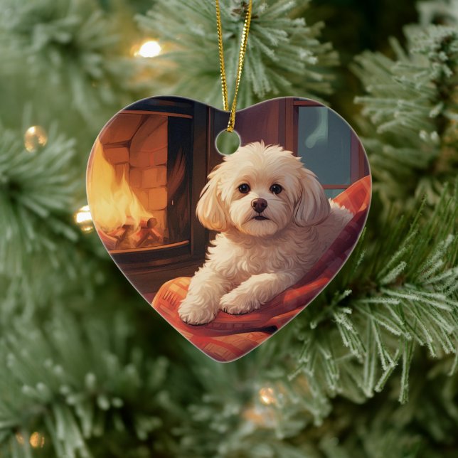 Unique Maltese Christmas, Gift For Dog Lovers Ceramic Ornament (Tree)