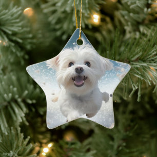 Unique Maltese Christmas, Gift For Dog Lovers Ceramic Ornament