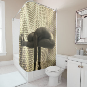 Unique man modern art brown gold check pop art shower curtain
