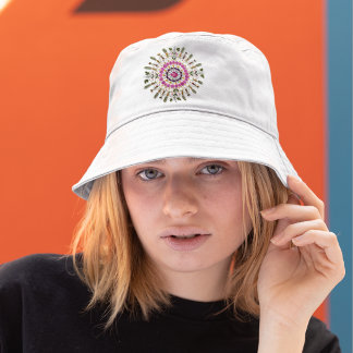 Unique Mandala Pressed Flowers Artwork Girly Bucket Hat