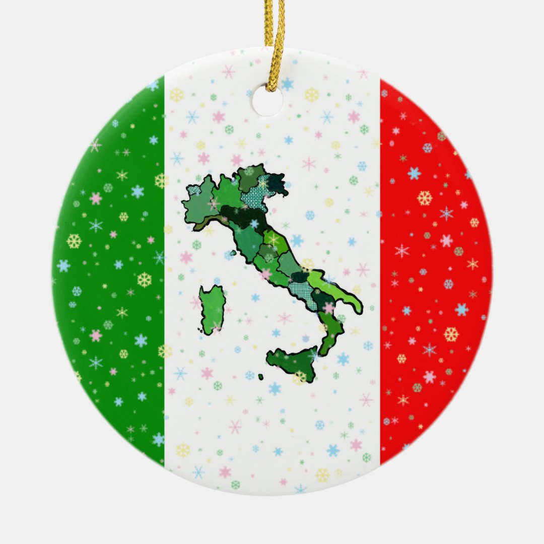 Unique Map of Italy Italian Flag Snowflakes Ceramic Ornament | Zazzle