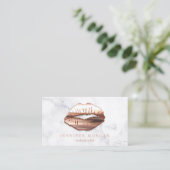 Unique Marble Rose Gold 3D Lips Makeup Artist Business Card (Standing Front)