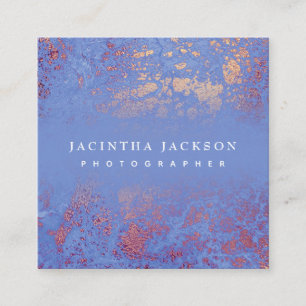 Unique Marble Rose Gold Blue Elegant Luxury Square Business Card
