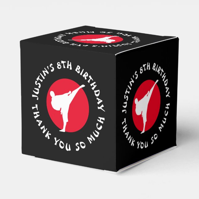 Unique martial arts theme karate Birthday party Favor Boxes (Back Side)