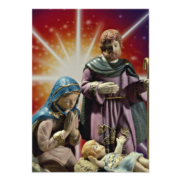 Unique Mary, Joseph and baby Jesus with colorful s Announcements