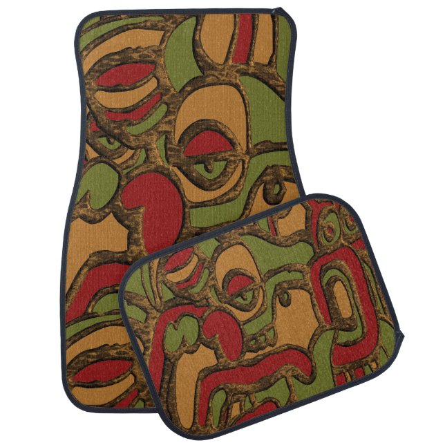 Unique Mayan Hieroglyphs Design Car Mat (Set)