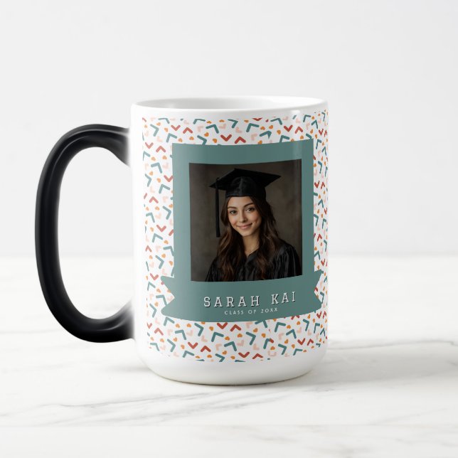 Unique Memphis Print Graduating Class Color Morph Mug (Left)