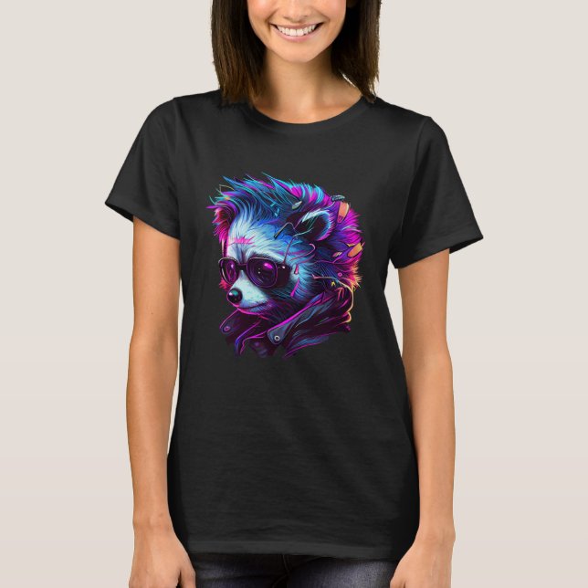 Unique Men and Women Red Panda Punk Rock Edgy Stre T-Shirt (Front)