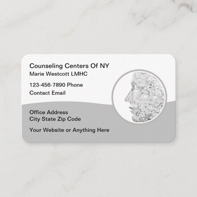 Unique Mental Health Counselor Psychotherapy  Business Card (Front)
