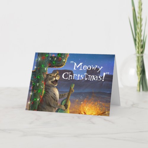 Unique Meowy Christmas Funny Cat Holiday Card