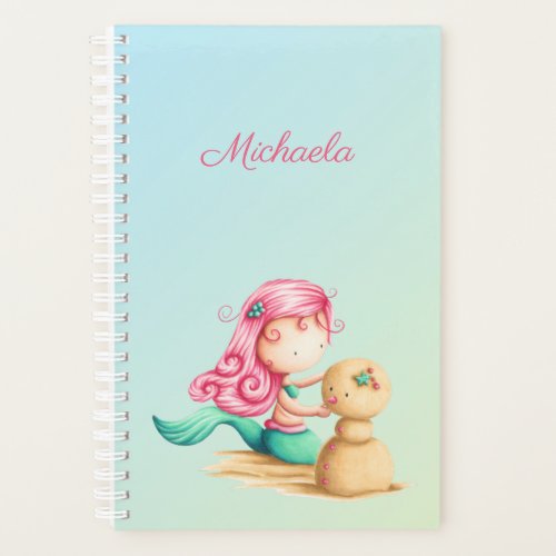 Unique Mermaid with pink hair and sandman Planner