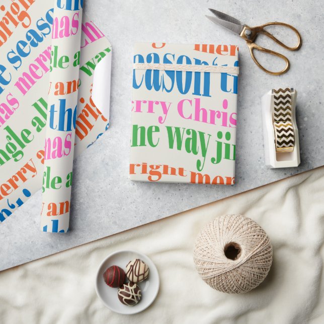 Unique Merry & Bright Christmas Script Wrapping Paper (Crafts)