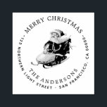 Unique Merry Christmas Family Return Address Rubber Stamp<br><div class="desc">Perfect Christmas greeting, personalized family or company rubber stamp for those that enjoy elegant Christmas designs. You can make your own family monogram return address rubber stamp using Personalize tool to add your info. Center is adorned with gorgeous Sant Claus on modern sleigh. Need help? Click the Contact button below...</div>