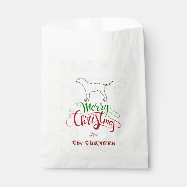 Unique Merry Christmas Light Bulbs Dog Monogram Favor Bag (Front)