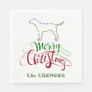 Unique Merry Christmas Light Bulbs Dog Monogram Paper Napkins