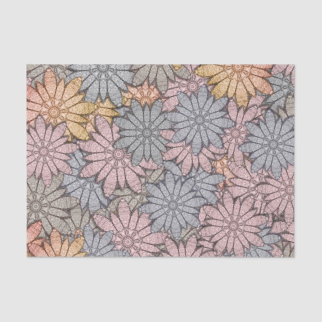 Unique Metallic Flowers Tissue Paper (Front)