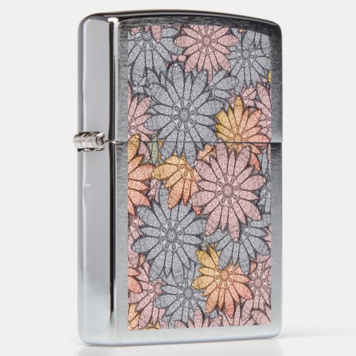 Unique Metallic Flowers Zippo Lighter