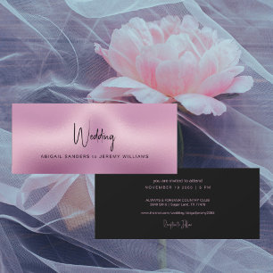 Unique Metallic Pink & Black Wedding Invitation
