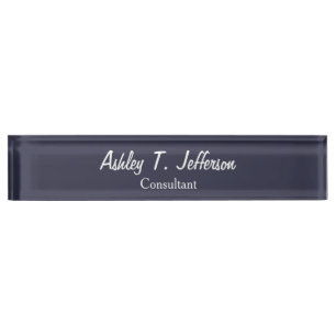 Unique Midnight Blue Script Classical Handwriting Name Plate