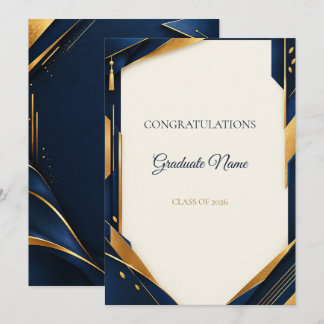 Unique Midnight Navy Gold Graduation Card