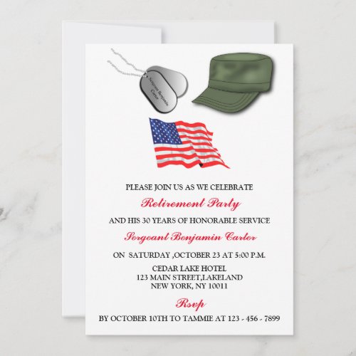 Unique Military Army Air force Retirement Party  Invitation