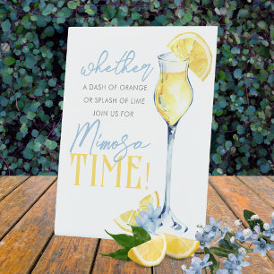 Unique Mimosa Bar Watercolor Lemon Standing Pedestal Sign
