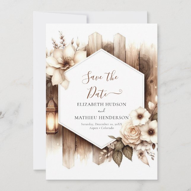 Unique Minimal Rustic Wedding Save The Date (Front)