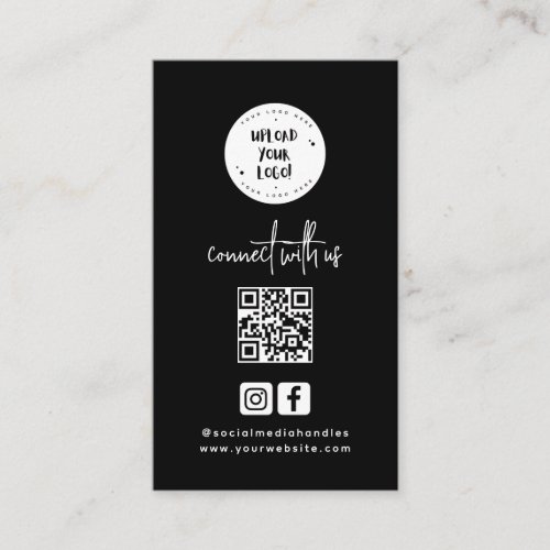 Unique Minimalist Black Social Media Qr Code Business Card