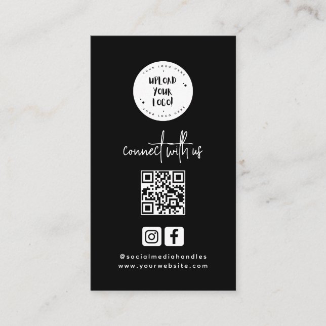 Unique Minimalist Black Social Media Qr Code Business Card (Front)