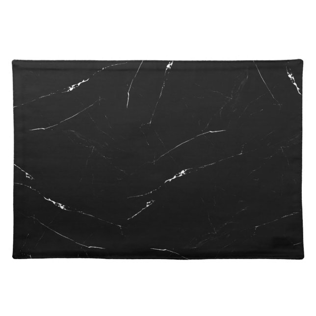 Unique Minimalist Black White Pinstripe Marble Cloth Placemat (Front)