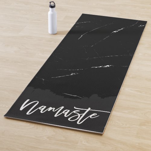 Unique Minimalist Black White Pinstripe Marble Yoga Mat