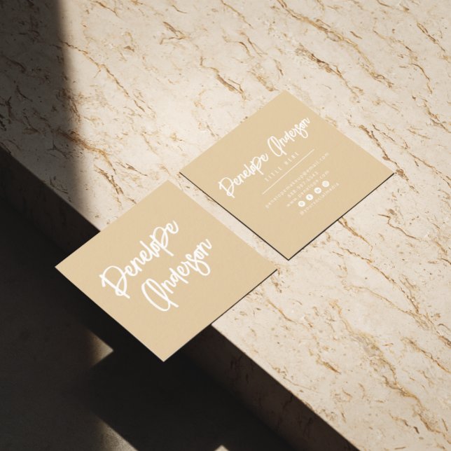 Unique Minimalist Cream Neutral Boho Chic Modern  Square Business Card (Creator Uploaded)