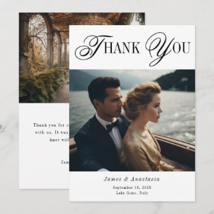Unique Minimalist Elegant 2 Photo Wedding Thank You Card