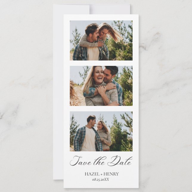 Unique Minimalist Photo Booth Strip Save The Date (Front)