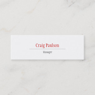 Unique Minimalst Skinny White Red Business Card