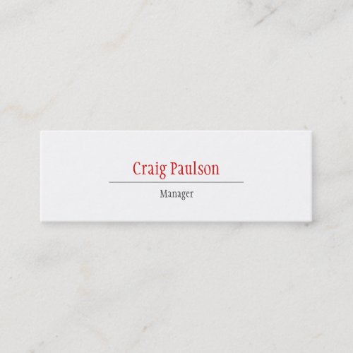 Unique Minimalst Skinny White Red Business Card